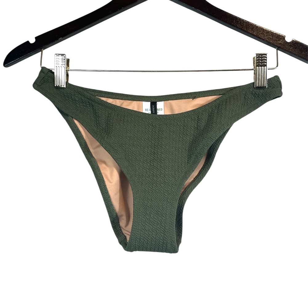 J.Crew Women’s Classic Textured curved-waist cheeky bikini bottom Size S NWT